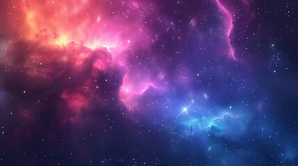 Fototapeta premium Vivid Nebula and Star Cluster A vibrant and colorful nebula