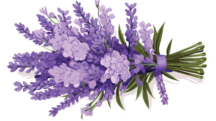 Lavender Bouquet flat vector isolated on white background