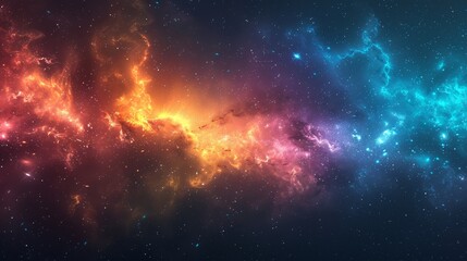 Vivid Nebula and Star Cluster A vibrant and colorful nebula - obrazy, fototapety, plakaty