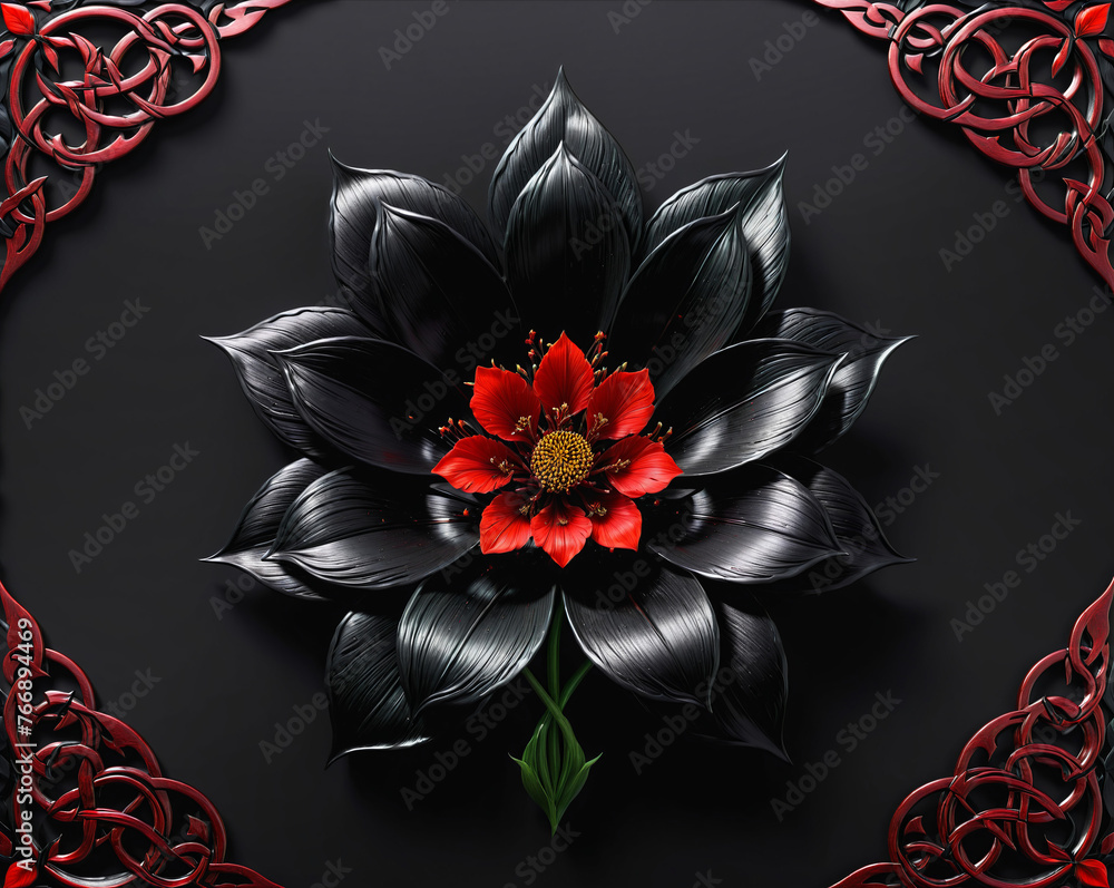 Poster abstract celtic pattern with flower. generative ai
