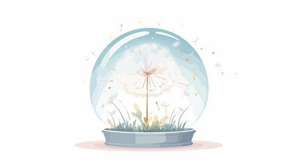 Magical glass cute baby floral Dandelion flat vector