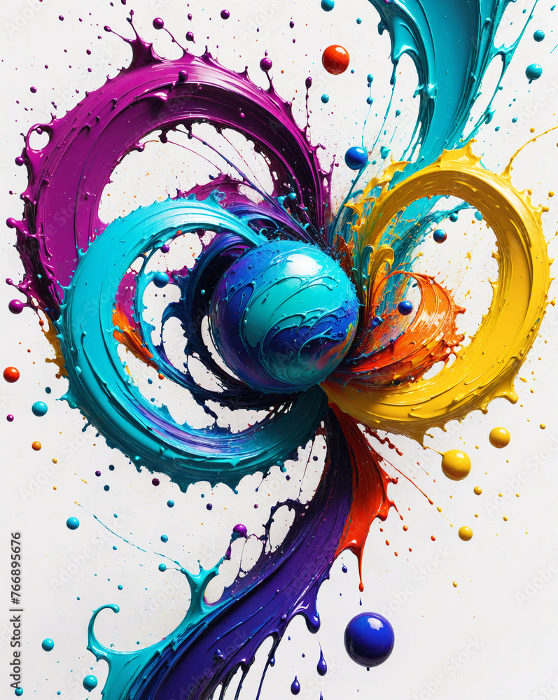 Aufkleber abstract background in the form of splashes and swirls of oil paints. generative ai