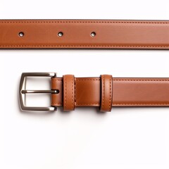 A brown Leather Belt on white background