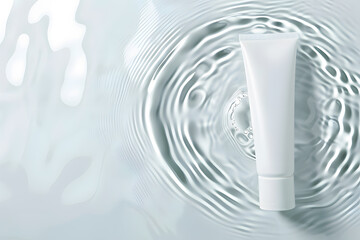 Cosmetic product splashed in the water. Mock-up for luxury cosmetic care products - obrazy, fototapety, plakaty