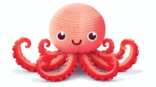 Octopus Clip Art Crochet flat vector isolated on white