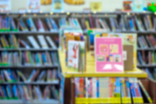 Defocused Picture bookshelves background - Powered by Adobe