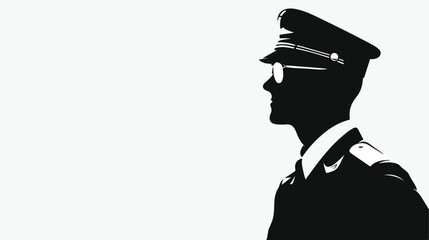 Pilot silhouette. Male pilot black icon on white background - obrazy, fototapety, plakaty