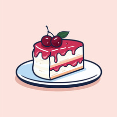 a piece of cake with cherries on it