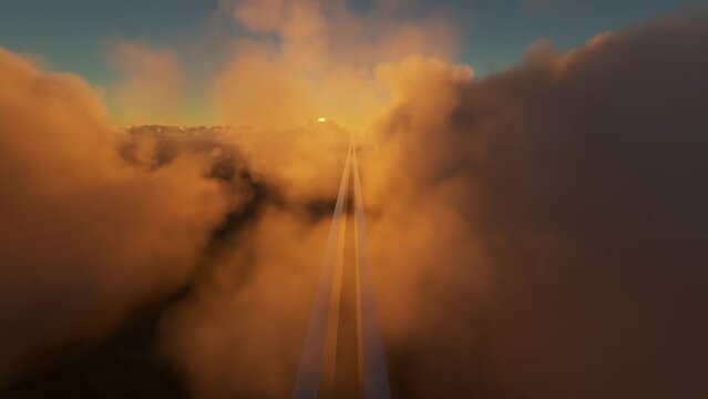 The Line - Top aerial drone sunset view of the city of the future. Neom in Tabuk. Saudi Arabia