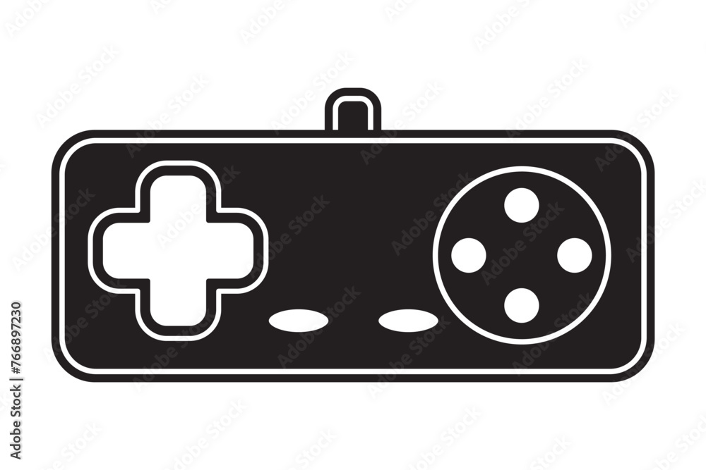 Aufkleber vector game controller gamepad icon. black shape joystick element flat style on white background. ga