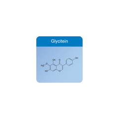 Glycitein skeletal structure diagram.Isoflavanone compound molecule scientific illustration on blue background.