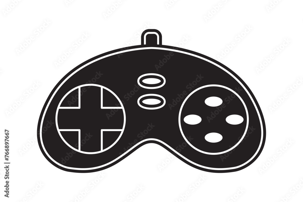 Fototapete vector game controller gamepad icon. black shape joystick element flat style on white background. ga
