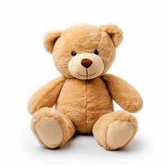 Obraz premium A small plush teddy bear sitting on white background