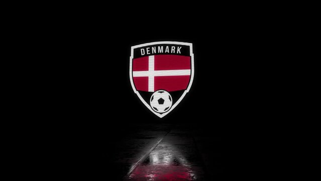Denmark Animated Glitchy Shield Shaped Football or Soccer Badge
