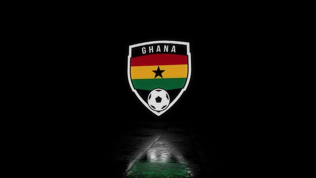 Ghana Animated Glitchy Shield Shaped Football or Soccer Badge
