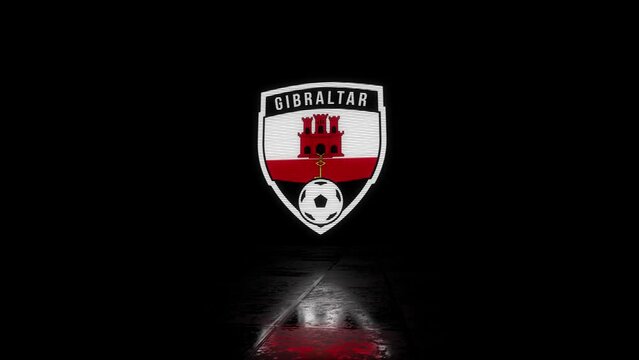 Gibraltar Animated Glitchy Shield Shaped Football or Soccer Badge