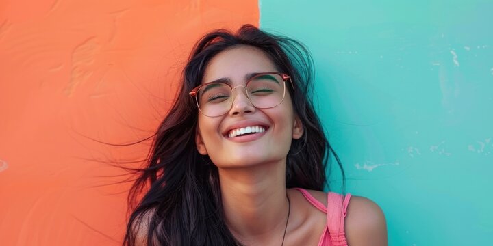 Joyful South Asian Woman in Sunglasses