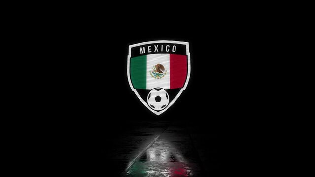 Mexico Animated Glitchy Shield Shaped Football or Soccer Badge