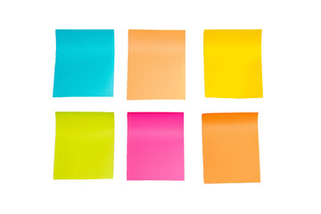 colorful blank sticky notes background. Empty sticky notepad paper copy space collection stuck on wall