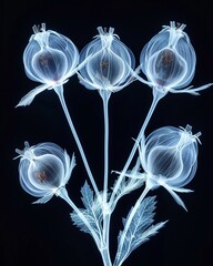 Elegant Chinese Lantern Plants in X-Ray Photography