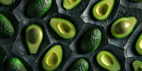 Organic Avocado Texture on Dark Surface