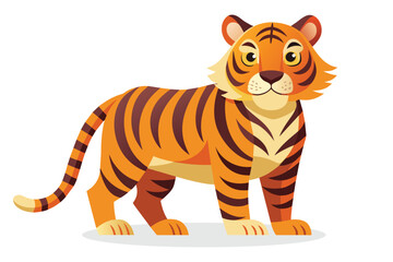 Tiger Animal flat vector illustration on white background.