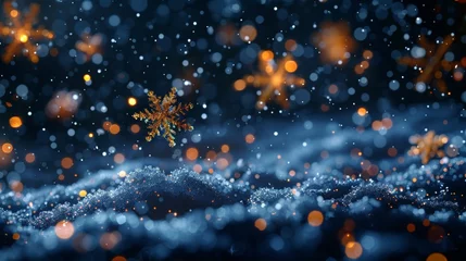 Fotobehang Modern illustration of Christmas falling snow. Snowflakes transparent decoration effect. Pattern of snowflakes for Christmas. Winter snowstorm background... © Zaleman