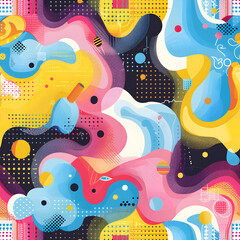 seamless pattern with fishes cartoon desgin ai generative 