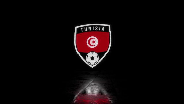 Tunisia Animated Glitchy Shield Shaped Football or Soccer Badge