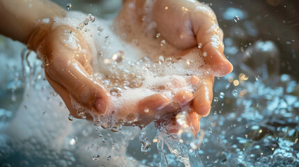 Hands Washing Under Running Water - obrazy, fototapety, plakaty