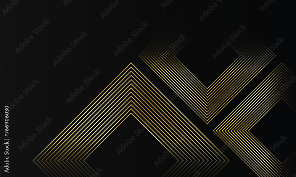 Aufkleber luxury stripes golden lines diagonal overlap on black background with copy space for text