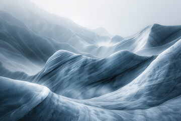 Surreal ice glacier landscape. Background image. Created with Generative AI technology.