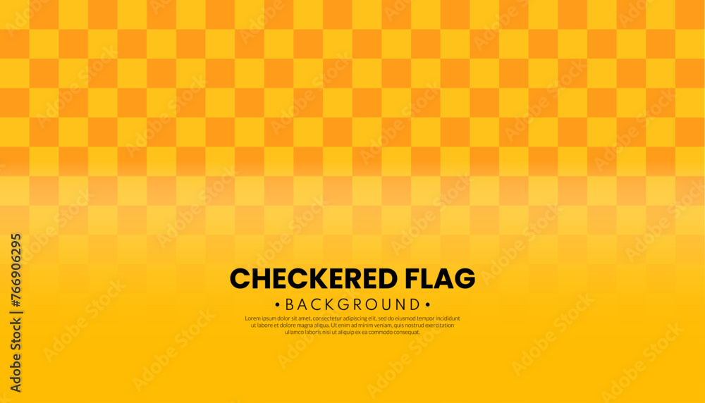 Poster abstract background with yellow checkered flag pattern. vector illustration. racing concept.