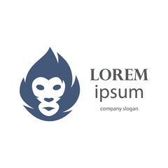 primate monkey animal face logo design