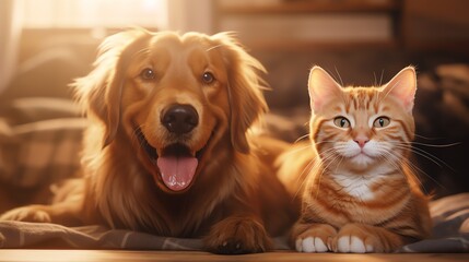 a dog and cat lying on the floor
