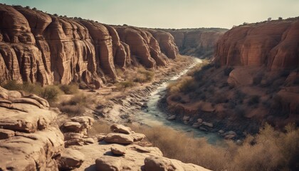 Fototapeta na wymiar canyon landscape, landscape with rocks, ravines, sand pit scene