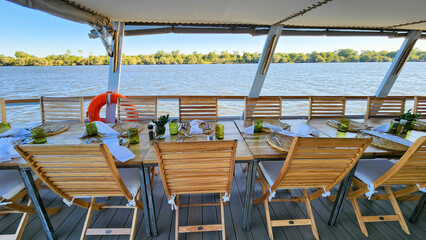 Table on the boat on the Zambezi river