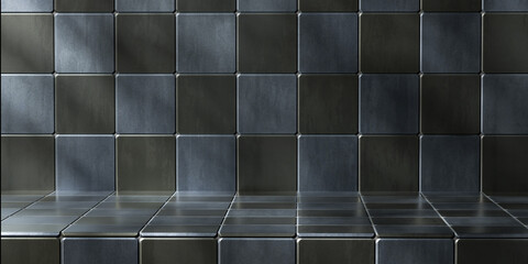 Product corner stage, Metallic squares create sophisticated surface, ideal for highlighting...
