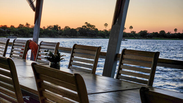 Table on the boat on the Zambezi river