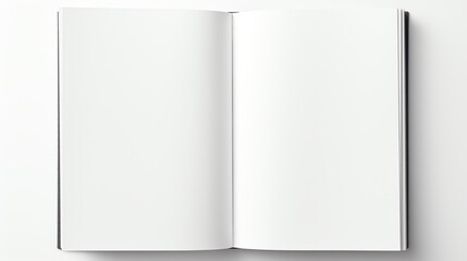 a blank open book with white pages