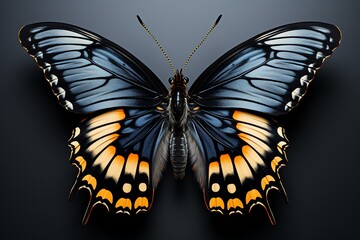 a butterfly with black and yellow wings