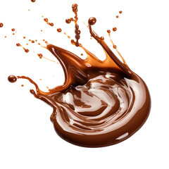 Pouring chocolate dripping, isolated on empty background.