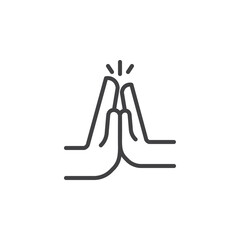 Two hands high five line icon