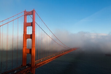 Fog rolls across the Golden Gate Bridge in San Francisco