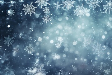 Fototapeta na wymiar snowflakes and snow on a blue background