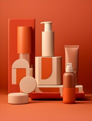 a group of orange and white containers