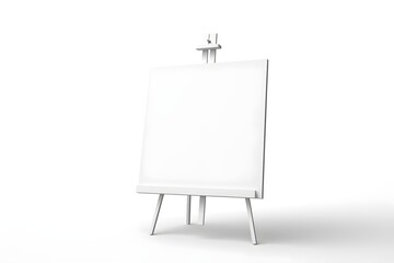 a white easel with a white board