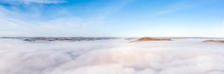 UK, Scotland, Aerial panorama of cloud inversion