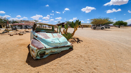 Abandoned car in desert in Namibia