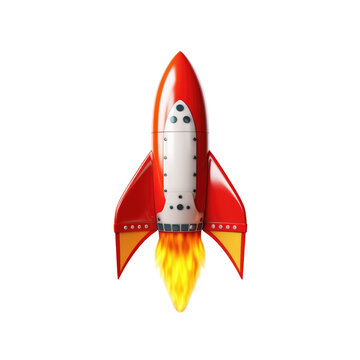 3D model of a rocket isolated on transparent background
